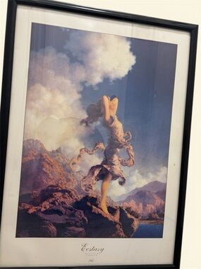Framed art print "Ecstasy" by Maxfield Parrish Woman
Landscape Clouds Mountains